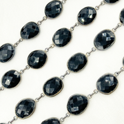Black Onyx Organic Shape Bezel Oxidized Chain
